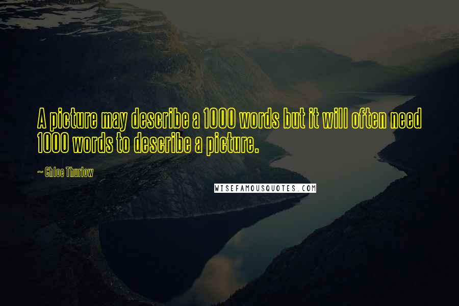 Chloe Thurlow Quotes: A picture may describe a 1000 words but it will often need 1000 words to describe a picture.