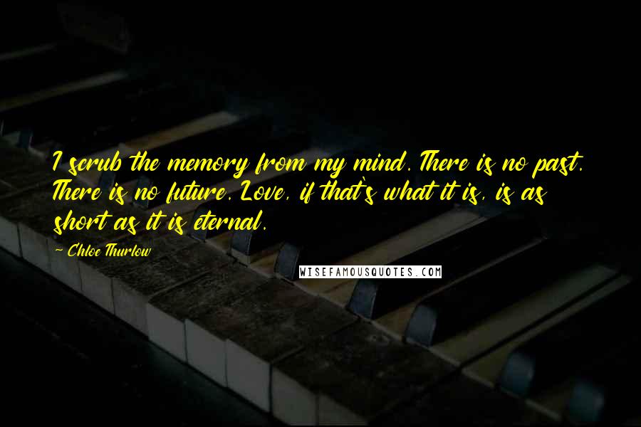 Chloe Thurlow Quotes: I scrub the memory from my mind. There is no past. There is no future. Love, if that's what it is, is as short as it is eternal.