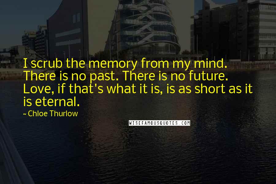 Chloe Thurlow Quotes: I scrub the memory from my mind. There is no past. There is no future. Love, if that's what it is, is as short as it is eternal.