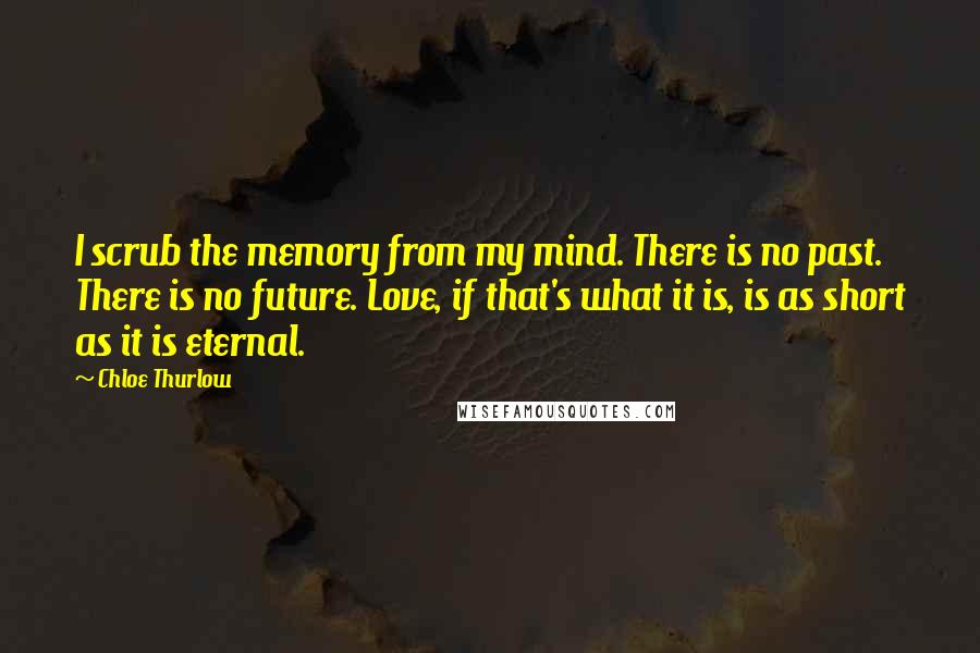 Chloe Thurlow Quotes: I scrub the memory from my mind. There is no past. There is no future. Love, if that's what it is, is as short as it is eternal.