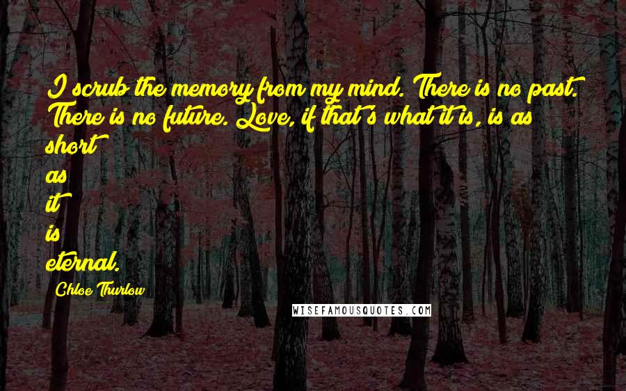 Chloe Thurlow Quotes: I scrub the memory from my mind. There is no past. There is no future. Love, if that's what it is, is as short as it is eternal.