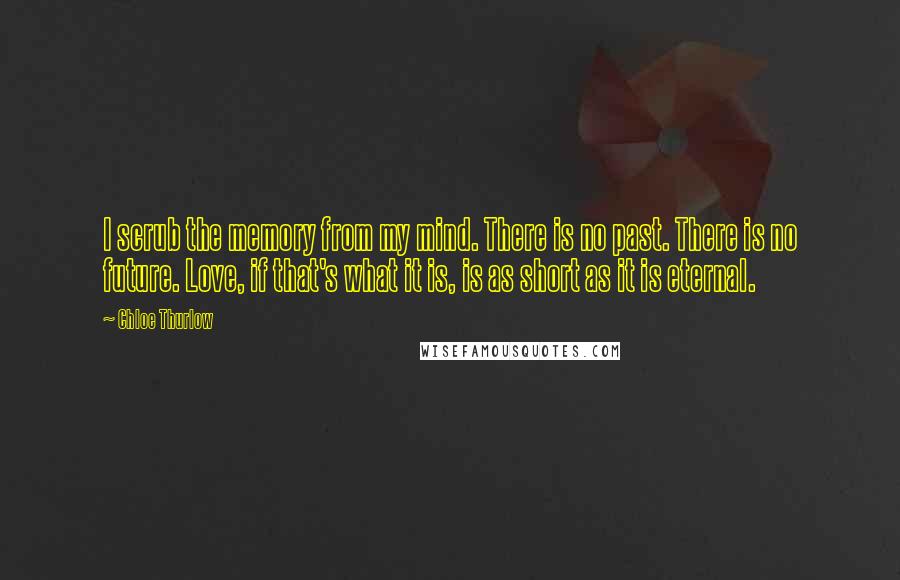 Chloe Thurlow Quotes: I scrub the memory from my mind. There is no past. There is no future. Love, if that's what it is, is as short as it is eternal.