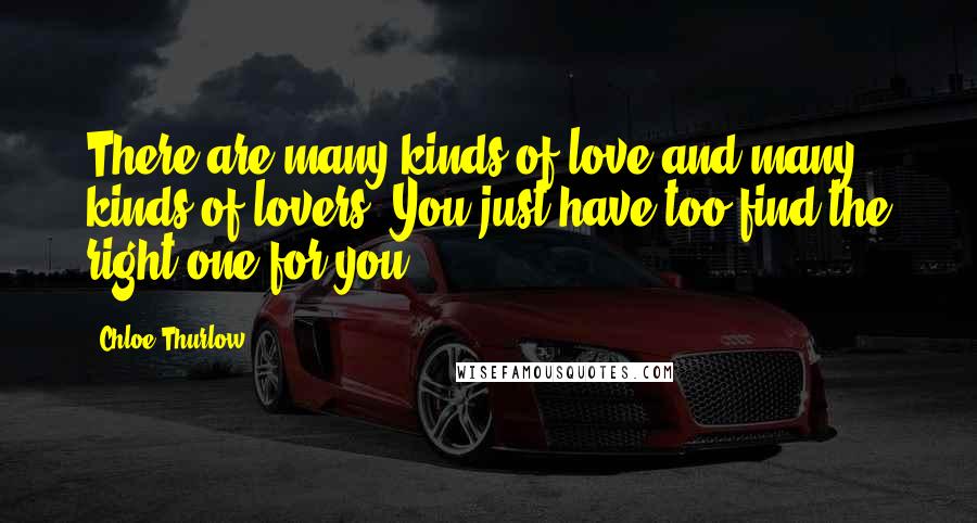 Chloe Thurlow Quotes: There are many kinds of love and many kinds of lovers. You just have too find the right one for you.