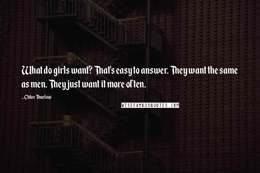 Chloe Thurlow Quotes: What do girls want? That's easy to answer. They want the same as men. They just want it more often.