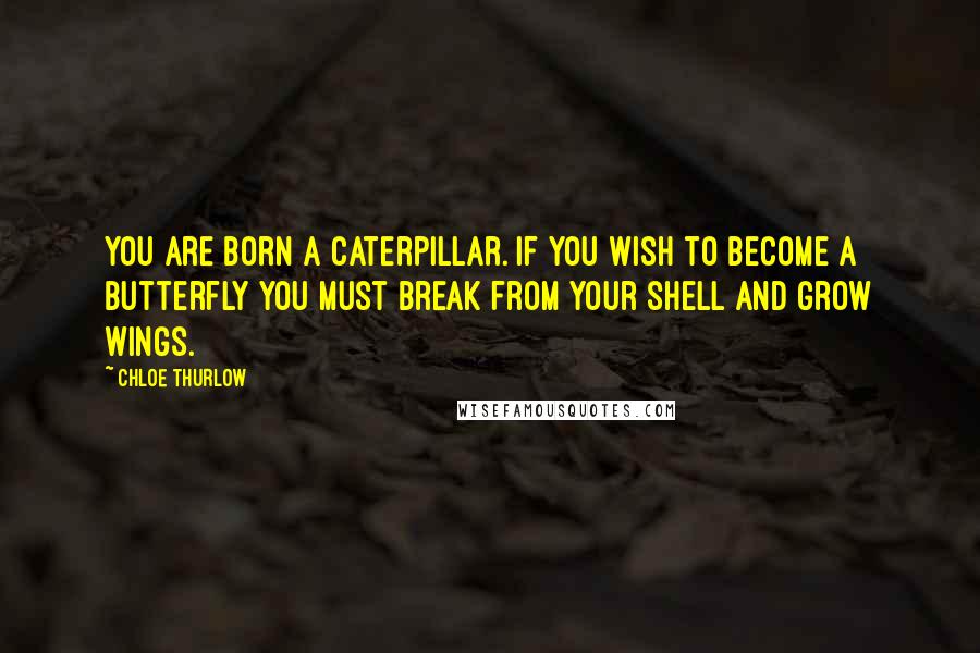 Chloe Thurlow Quotes: You are born a caterpillar. If you wish to become a butterfly you must break from your shell and grow wings.