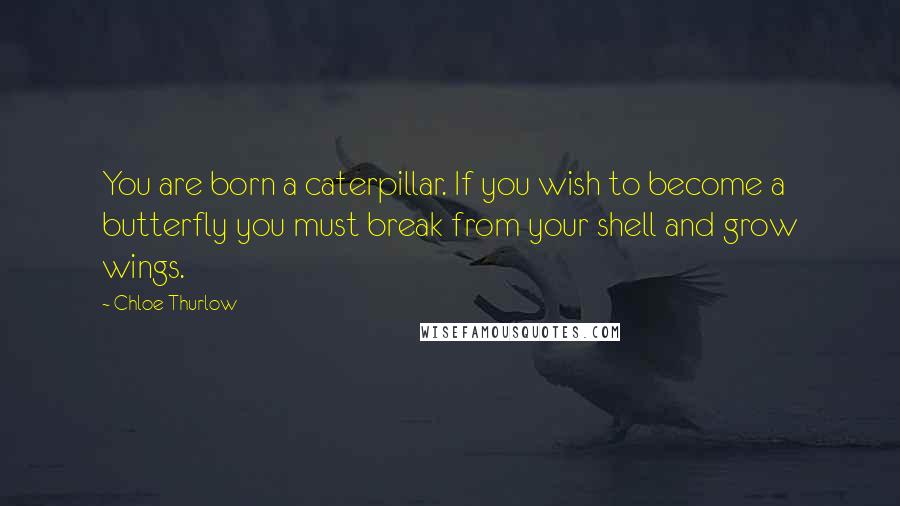 Chloe Thurlow Quotes: You are born a caterpillar. If you wish to become a butterfly you must break from your shell and grow wings.