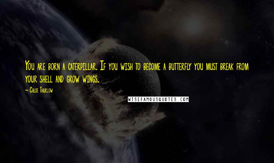 Chloe Thurlow Quotes: You are born a caterpillar. If you wish to become a butterfly you must break from your shell and grow wings.