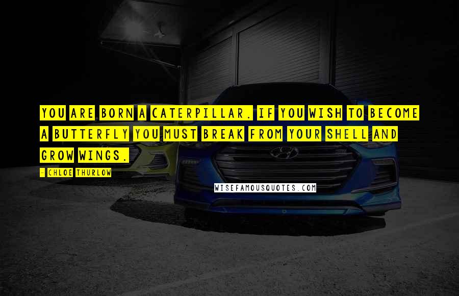 Chloe Thurlow Quotes: You are born a caterpillar. If you wish to become a butterfly you must break from your shell and grow wings.