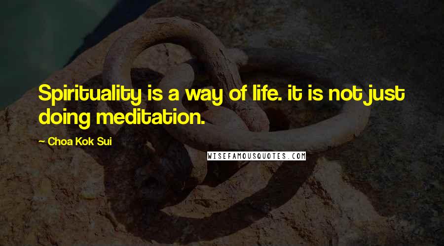 Choa Kok Sui Quotes: Spirituality is a way of life. it is not just doing meditation.