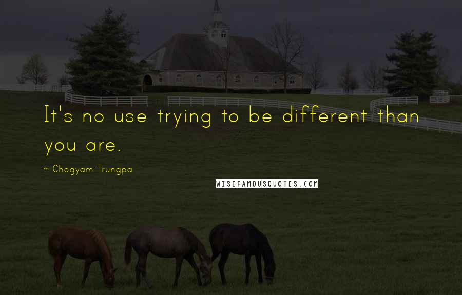 Chogyam Trungpa Quotes: It's no use trying to be different than you are.