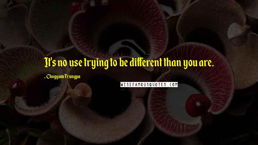 Chogyam Trungpa Quotes: It's no use trying to be different than you are.