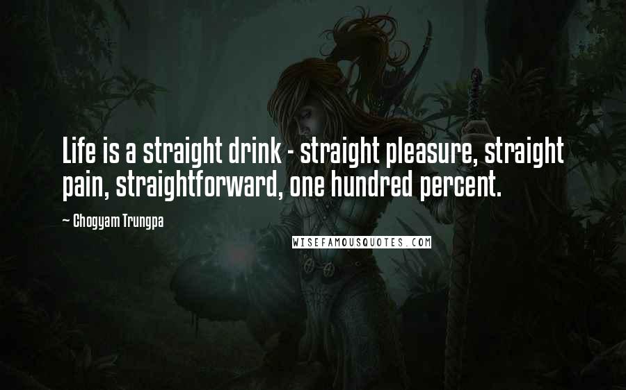 Chogyam Trungpa Quotes: Life is a straight drink - straight pleasure, straight pain, straightforward, one hundred percent.