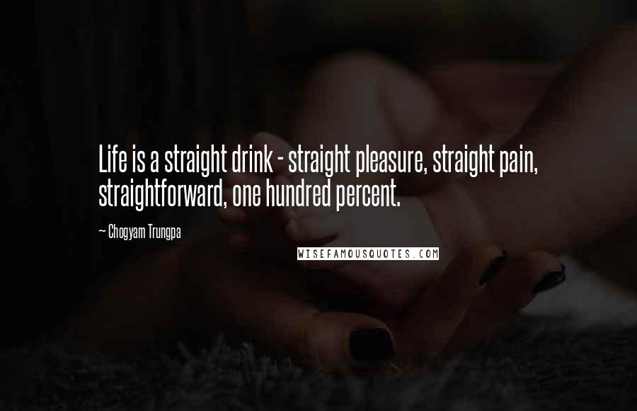 Chogyam Trungpa Quotes: Life is a straight drink - straight pleasure, straight pain, straightforward, one hundred percent.