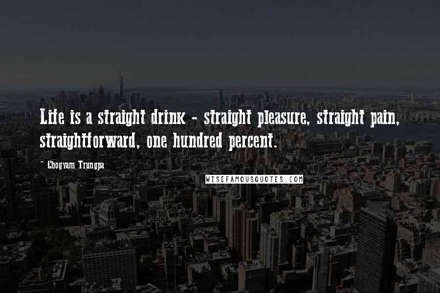 Chogyam Trungpa Quotes: Life is a straight drink - straight pleasure, straight pain, straightforward, one hundred percent.