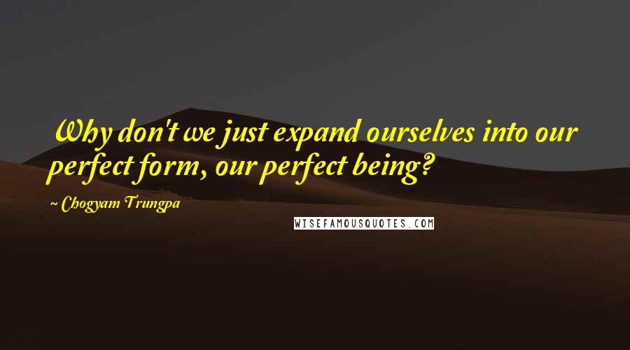 Chogyam Trungpa Quotes: Why don't we just expand ourselves into our perfect form, our perfect being?