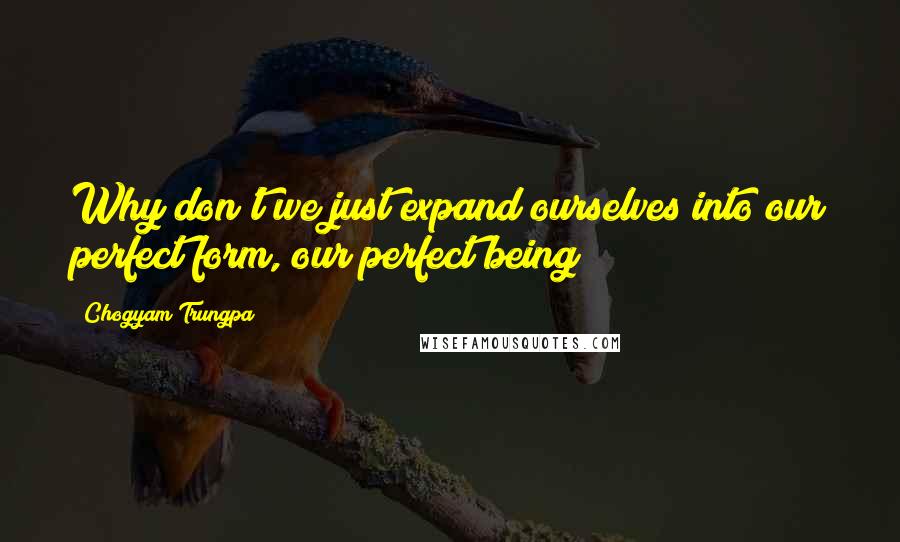 Chogyam Trungpa Quotes: Why don't we just expand ourselves into our perfect form, our perfect being?