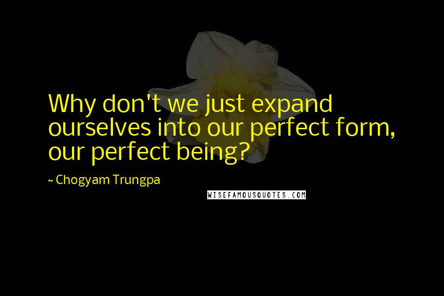 Chogyam Trungpa Quotes: Why don't we just expand ourselves into our perfect form, our perfect being?