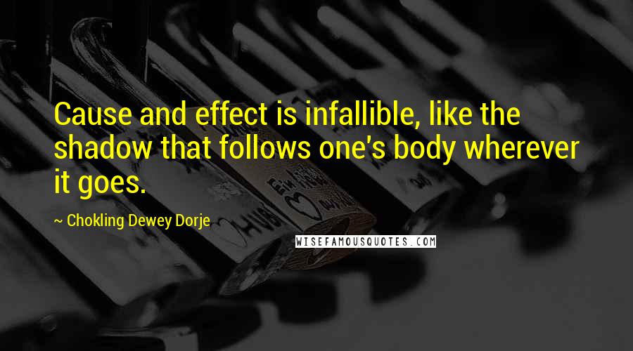 Chokling Dewey Dorje Quotes: Cause and effect is infallible, like the shadow that follows one's body wherever it goes.