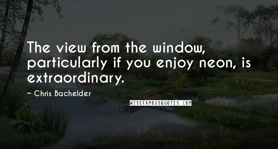 Chris Bachelder Quotes: The view from the window, particularly if you enjoy neon, is extraordinary.