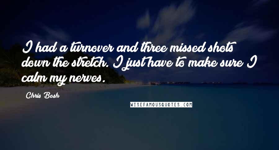 Chris Bosh Quotes: I had a turnover and three missed shots down the stretch. I just have to make sure I calm my nerves.