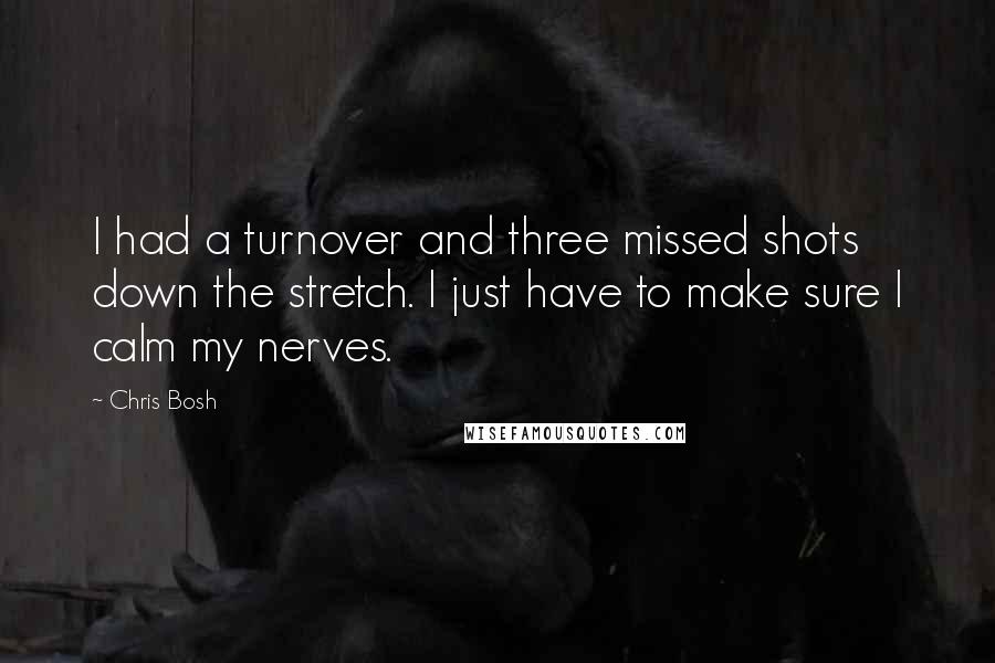 Chris Bosh Quotes: I had a turnover and three missed shots down the stretch. I just have to make sure I calm my nerves.