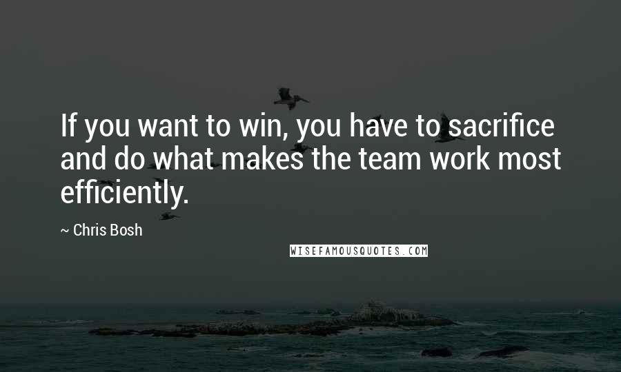 Chris Bosh Quotes: If you want to win, you have to sacrifice and do what makes the team work most efficiently.