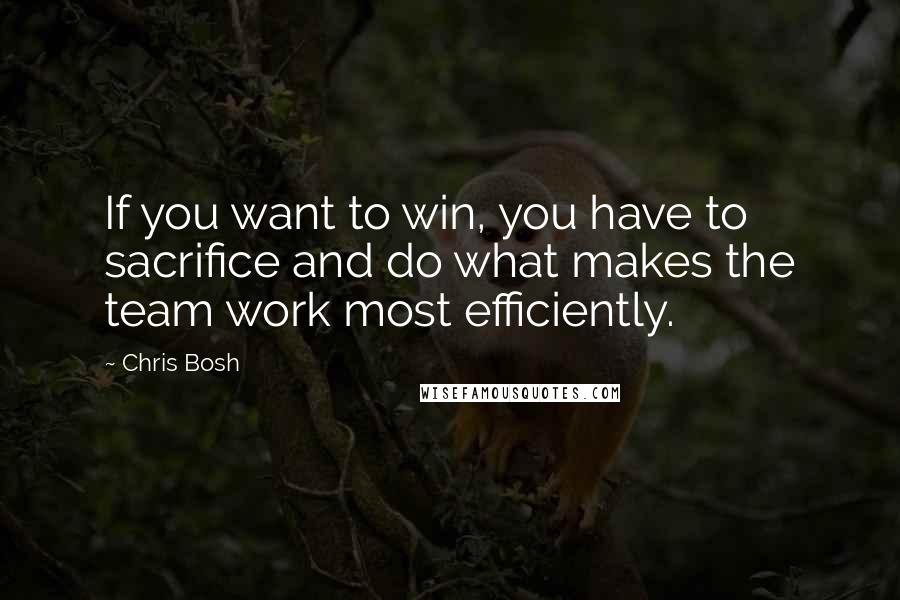 Chris Bosh Quotes: If you want to win, you have to sacrifice and do what makes the team work most efficiently.