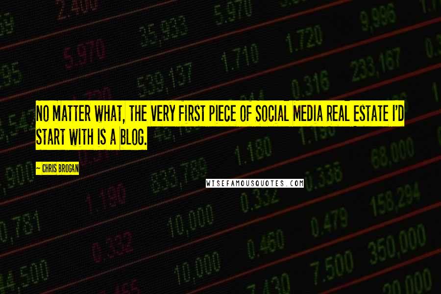 Chris Brogan Quotes: No matter what, the very first piece of Social Media Real Estate I'd start with is a blog.