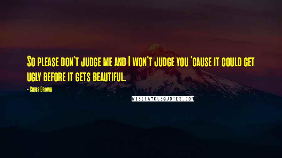 Chris Brown Quotes: So please don't judge me and I won't judge you 'cause it could get ugly before it gets beautiful.