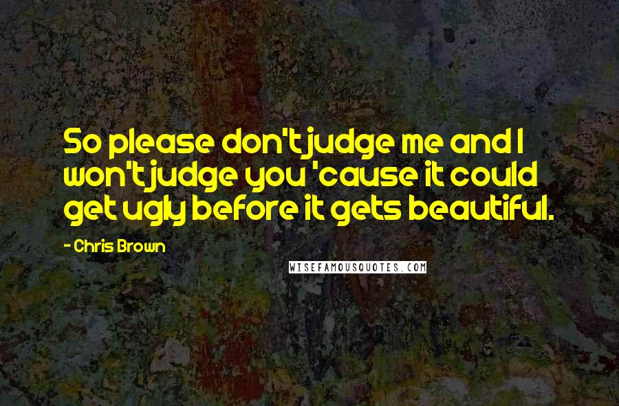 Chris Brown Quotes: So please don't judge me and I won't judge you 'cause it could get ugly before it gets beautiful.