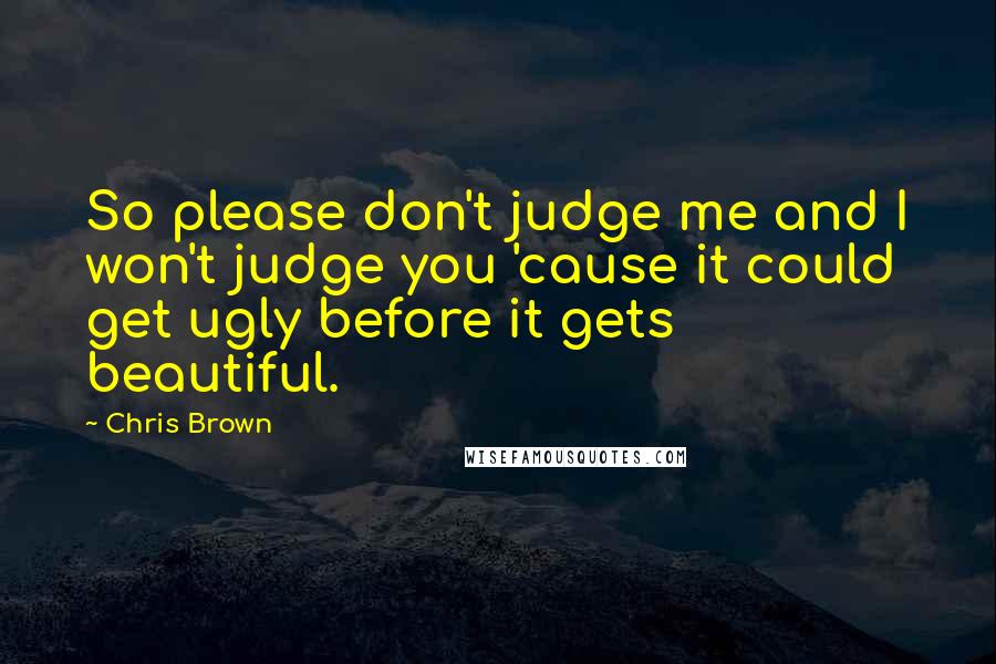 Chris Brown Quotes: So please don't judge me and I won't judge you 'cause it could get ugly before it gets beautiful.