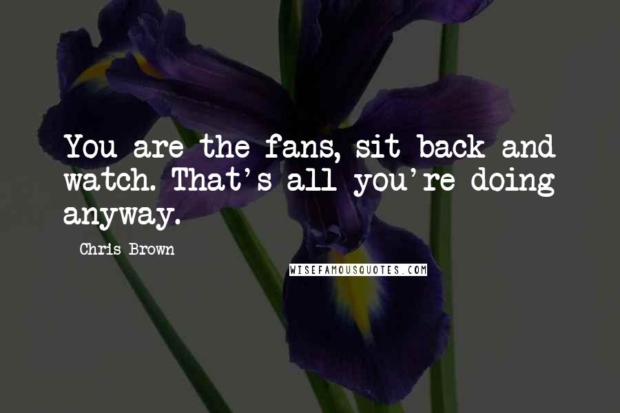 Chris Brown Quotes: You are the fans, sit back and watch. That's all you're doing anyway.