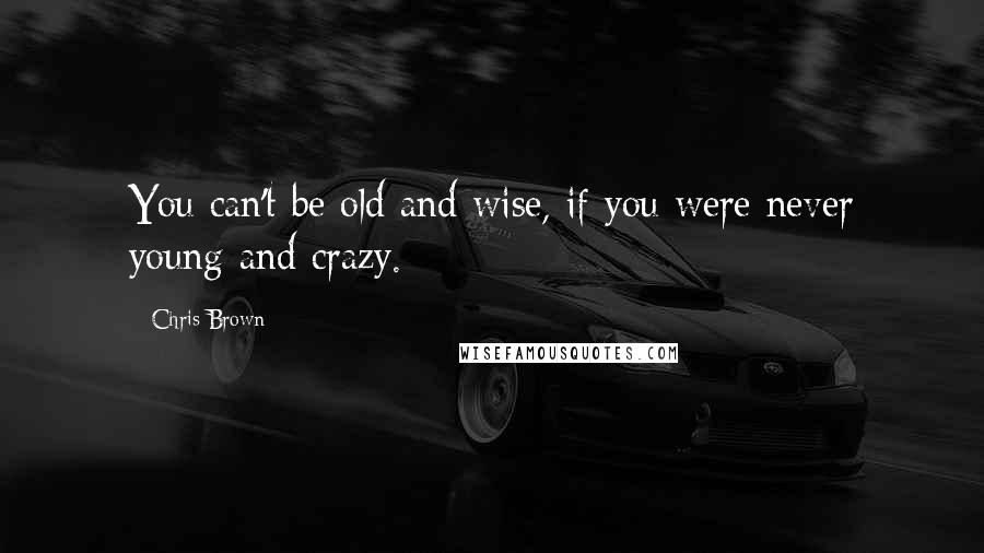 Chris Brown Quotes: You can't be old and wise, if you were never young and crazy.