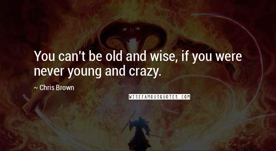 Chris Brown Quotes: You can't be old and wise, if you were never young and crazy.