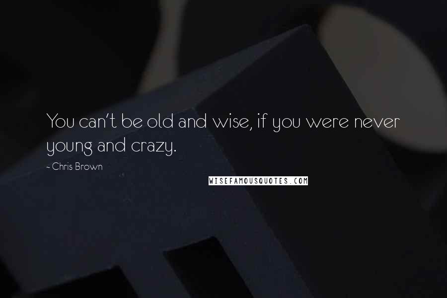 Chris Brown Quotes: You can't be old and wise, if you were never young and crazy.