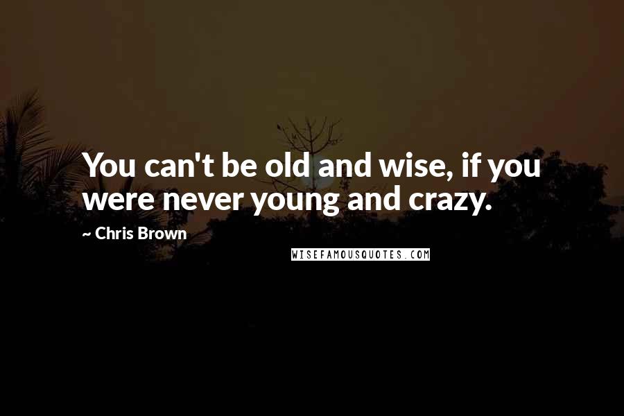 Chris Brown Quotes: You can't be old and wise, if you were never young and crazy.