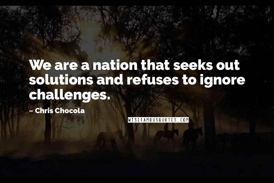 Chris Chocola Quotes: We are a nation that seeks out solutions and refuses to ignore challenges.