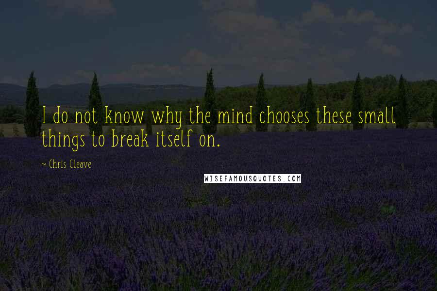 Chris Cleave Quotes: I do not know why the mind chooses these small things to break itself on.