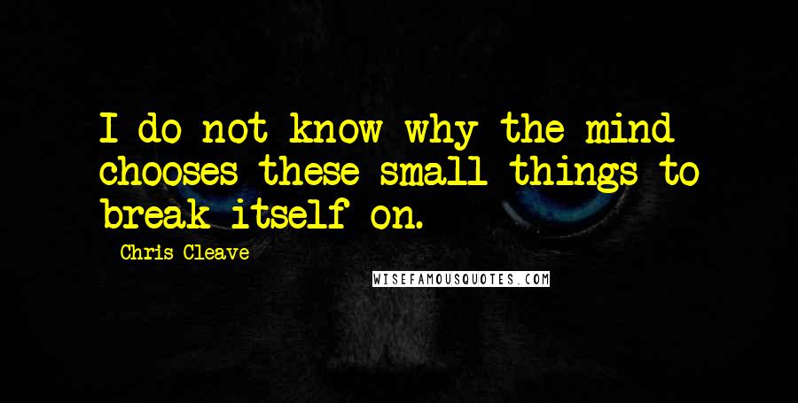 Chris Cleave Quotes: I do not know why the mind chooses these small things to break itself on.