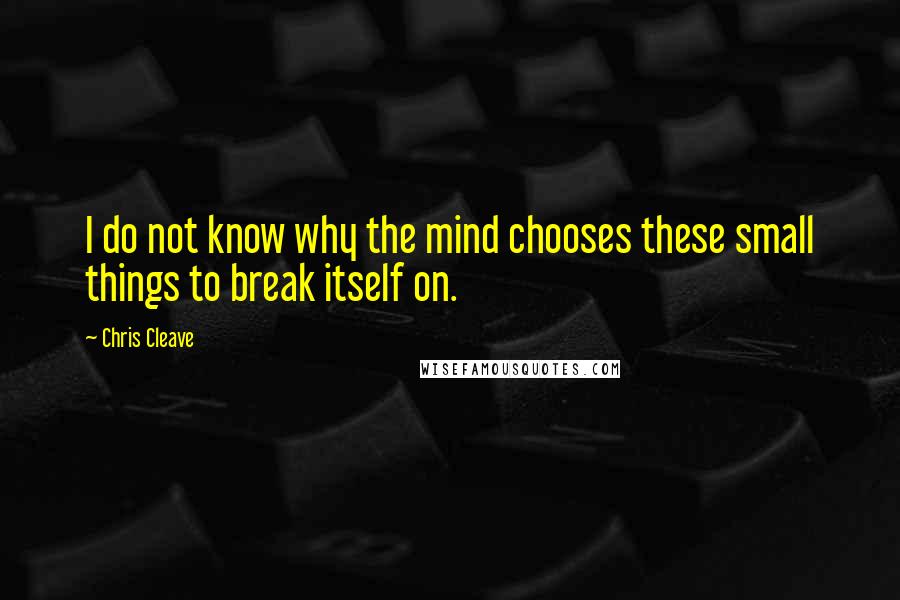 Chris Cleave Quotes: I do not know why the mind chooses these small things to break itself on.