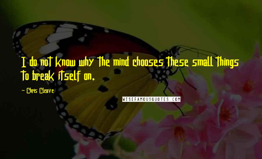 Chris Cleave Quotes: I do not know why the mind chooses these small things to break itself on.