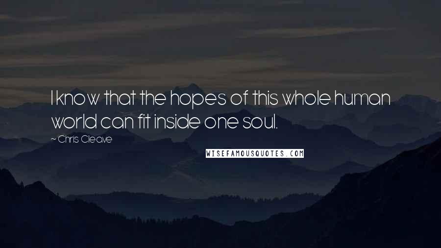 Chris Cleave Quotes: I know that the hopes of this whole human world can fit inside one soul.