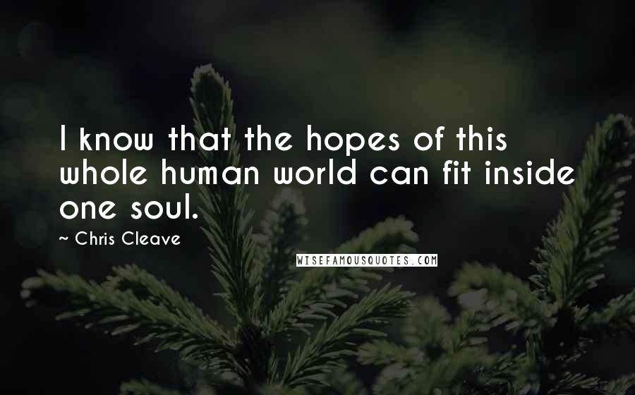 Chris Cleave Quotes: I know that the hopes of this whole human world can fit inside one soul.