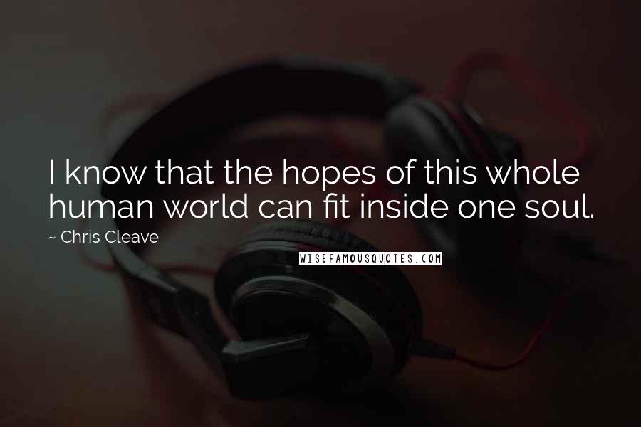 Chris Cleave Quotes: I know that the hopes of this whole human world can fit inside one soul.