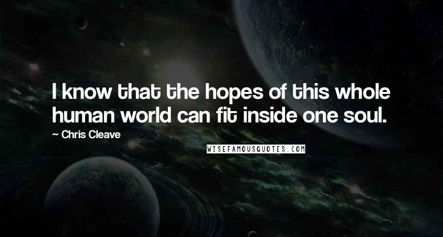 Chris Cleave Quotes: I know that the hopes of this whole human world can fit inside one soul.