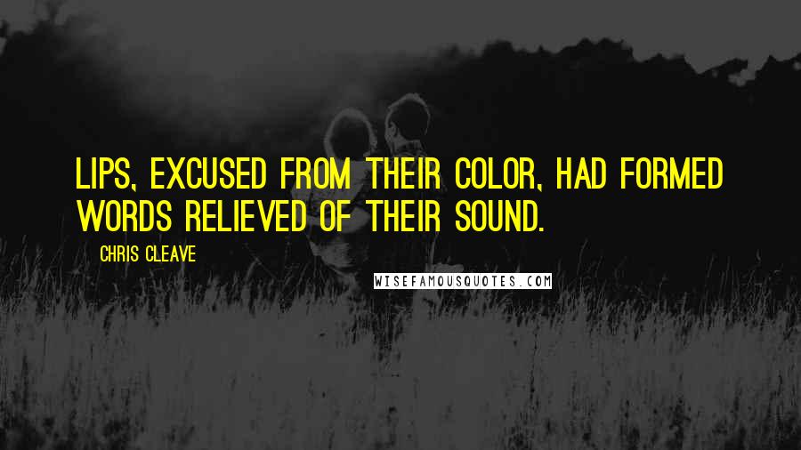 Chris Cleave Quotes: lips, excused from their color, had formed words relieved of their sound.