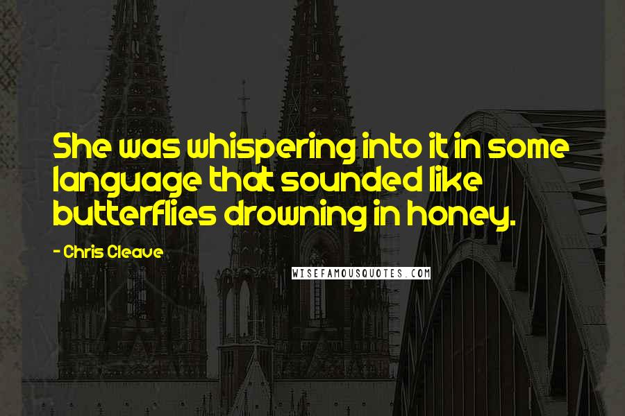 Chris Cleave Quotes: She was whispering into it in some language that sounded like butterflies drowning in honey.