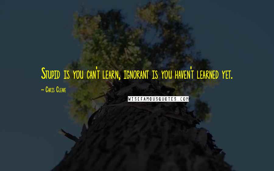 Chris Cleave Quotes: Stupid is you can't learn, ignorant is you haven't learned yet.