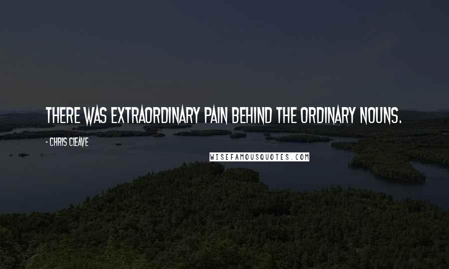 Chris Cleave Quotes: There was extraordinary pain behind the ordinary nouns.