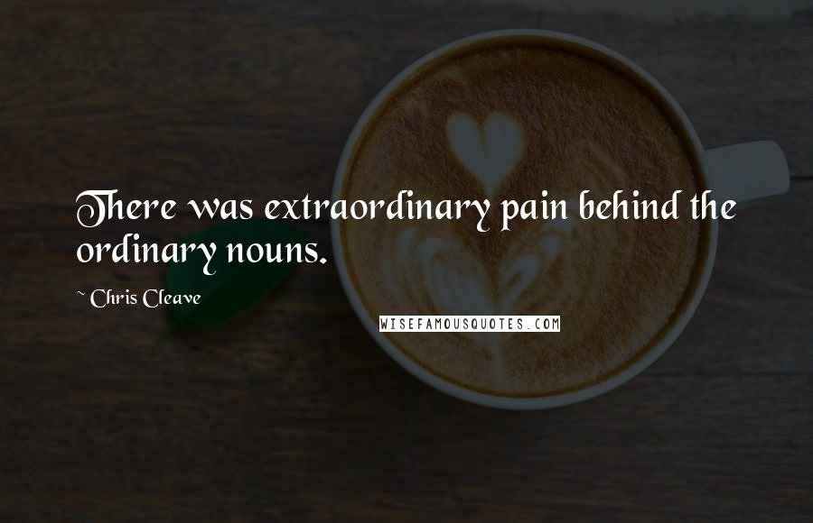 Chris Cleave Quotes: There was extraordinary pain behind the ordinary nouns.